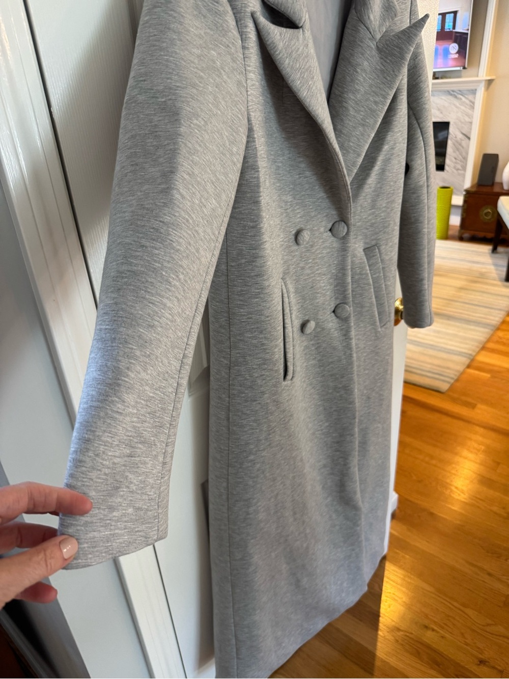 AKIRA Light Grey Double-Breasted Long Trench Coat